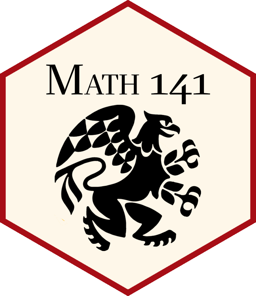 Hex logo of MATH 141 showing a griffin.